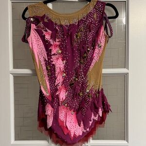 Rhythmic gymnastics Pink and Purple Embellished Leotard